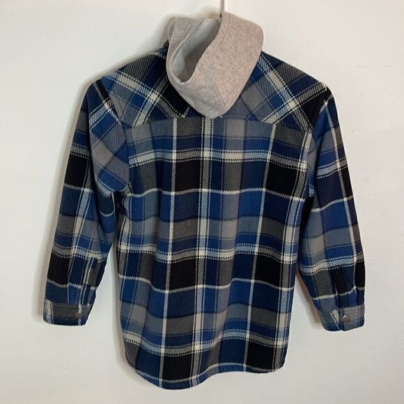 Freedom Foundry flannel snap up hoodie.  Size Medium (10-12).  Warm Fuzzy lining - Picture 2 of 6